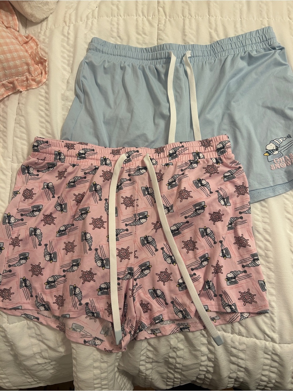 Peanuts Pink & Light Blue Snoopy Pajama Shorts Set